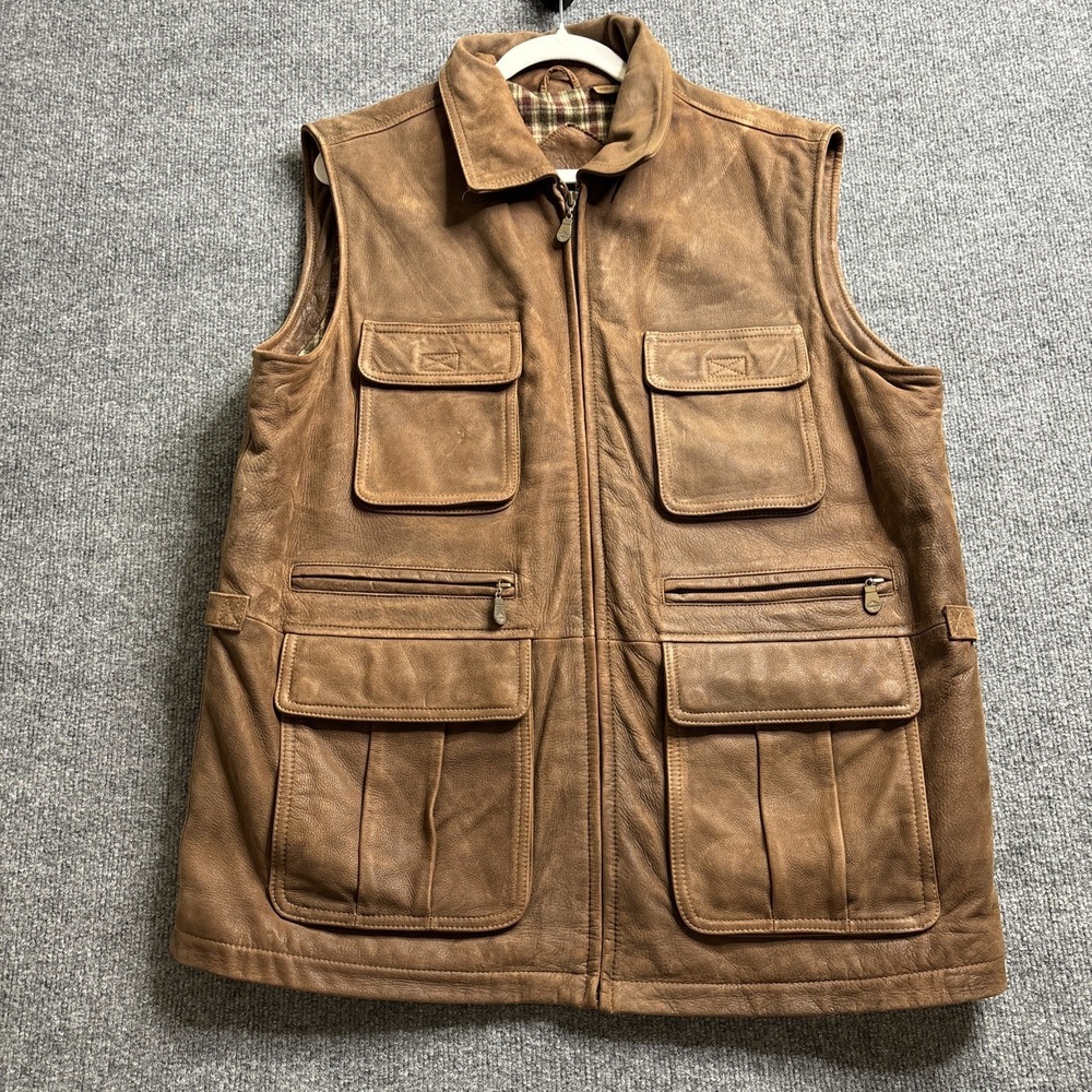 Roundtree & Yorke Vest Men's Large Authentic Outfitters Brown Heavy‎ Leather